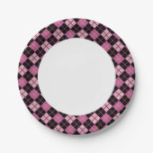 Argyle Pattern in Black en Pink Papieren Bordje (Voorkant)