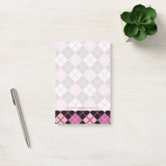 Argyle Pattern in Black en Pink Post-it® Notes (Kantoor)
