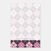 Argyle Pattern in Black en Pink Post-it® Notes (Voorkant)