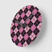 Argyle Pattern in Black en Pink Ronde Klok (Hoek)