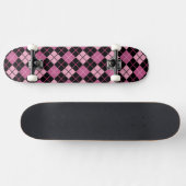 Argyle Pattern in Black en Pink Skateboard (Horizontaal)