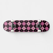 Argyle Pattern in Black en Pink Skateboard (Horizontaal)