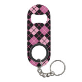 Argyle Pattern in Black en Pink Sleutelhanger Flessenopener (Achterkant)