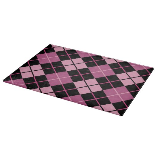 Argyle Pattern in Black en Pink Snijplank (Hoek)
