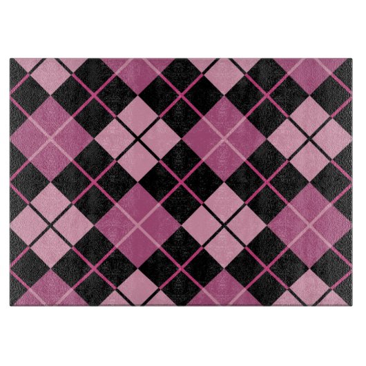 Argyle Pattern in Black en Pink Snijplank (Voorkant)