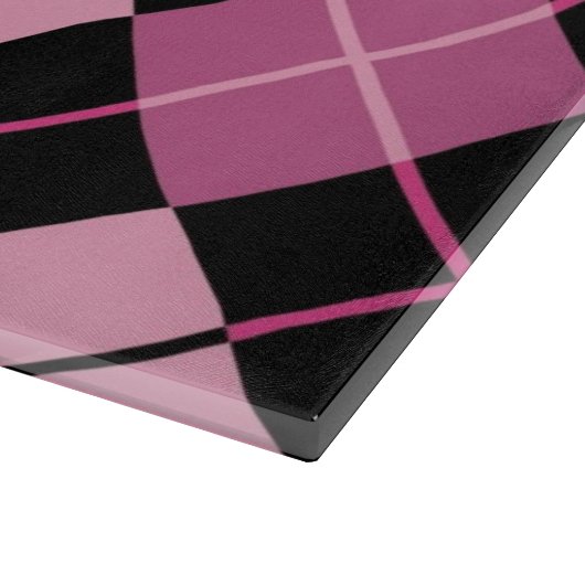 Argyle Pattern in Black en Pink Snijplank (Hoek)