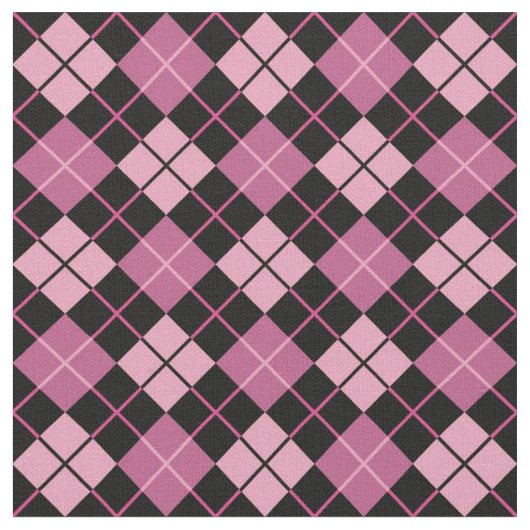 Argyle Pattern in Black en Pink Stof (Close Up)