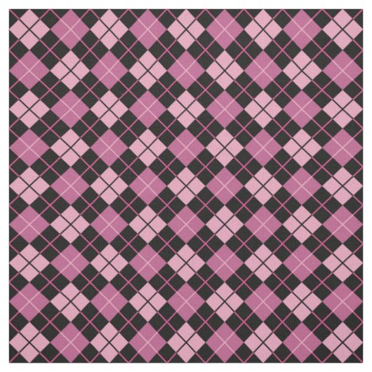 Argyle Pattern in Black en Pink Stof (Swatch)