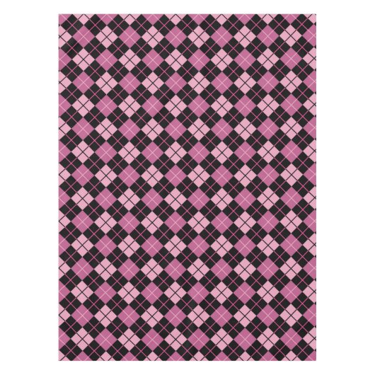 Argyle Pattern in Black en Pink Tafelkleed (Voorkant)