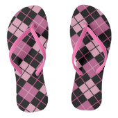 Argyle Pattern in Black en Pink Teenslippers (Voetbed)