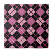 Argyle Pattern in Black en Pink Tegeltje (Voorkant)