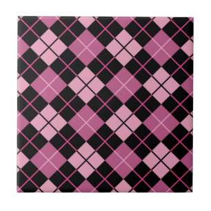 Argyle Pattern in Black en Pink Tegeltje
