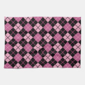 Argyle Pattern in Black en Pink Theedoek (Horizontaal)