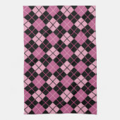 Argyle Pattern in Black en Pink Theedoek (Verticaal)
