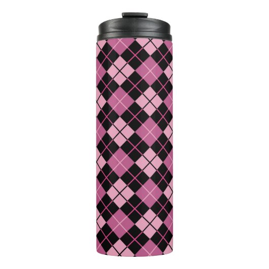Argyle Pattern in Black en Pink Thermosbeker (Voorkant)