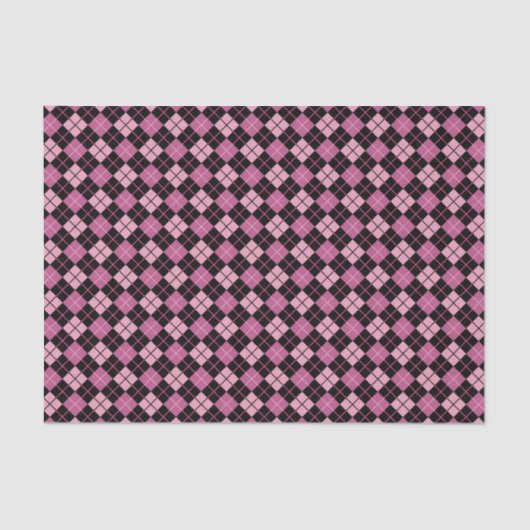 Argyle Pattern in Black en Pink Tissuepapier (Voorkant)