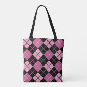 Argyle Pattern in Black en Pink Tote Bag (Achterkant)