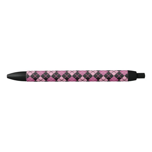 Argyle Pattern in Black en Pink Zwarte Inkt Pen (Voorkant)