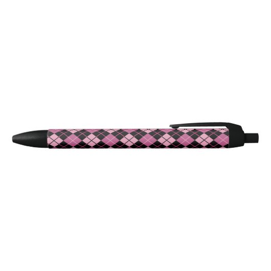 Argyle Pattern in Black en Pink Zwarte Inkt Pen (Bovenkant)