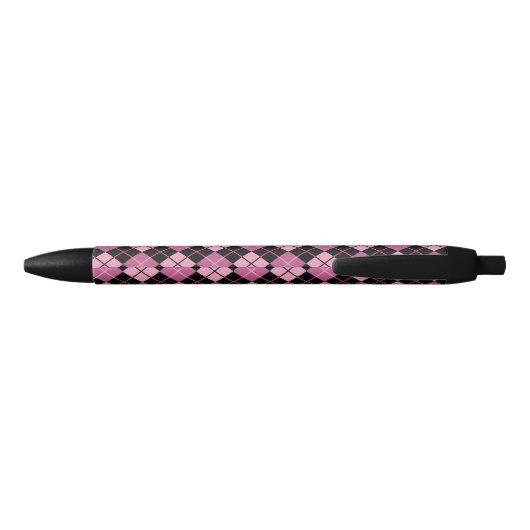 Argyle Pattern in Black en Pink Zwarte Inkt Pen (Achterkant)