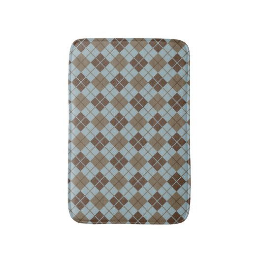 Argyle Pattern in Blue and Taupe Badmat (Voorkant Verticaal)