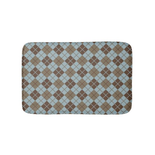 Argyle Pattern in Blue and Taupe Badmat (Voorkant)