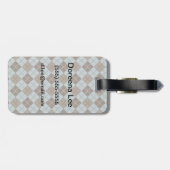 Argyle Pattern in Blue and Taupe Bagagelabel (Achterkant horizontaal)