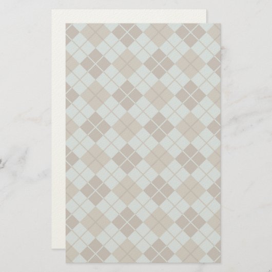 Argyle Pattern in Blue and Taupe Briefpapier (Voorkant / Achterkant)