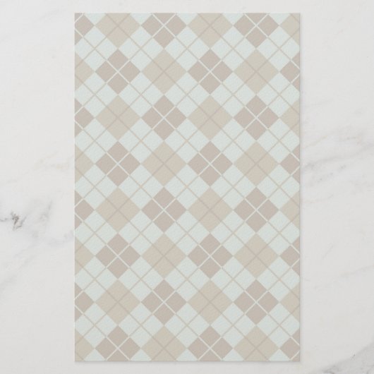 Argyle Pattern in Blue and Taupe Briefpapier (Voorkant)