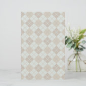 Argyle Pattern in Blue and Taupe Briefpapier (Staand voorkant)