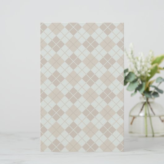 Argyle Pattern in Blue and Taupe Briefpapier (Staand voorkant)