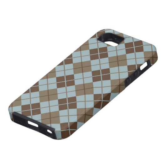 Argyle Pattern in Blue and Taupe Case-Mate iPhone Case (Onderkant)