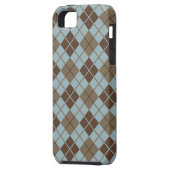 Argyle Pattern in Blue and Taupe Case-Mate iPhone Case (Achterkant Links)