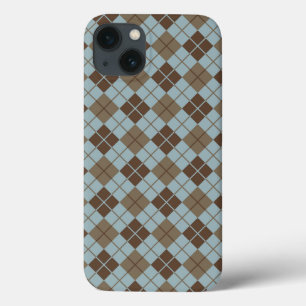 Argyle Pattern in Blue and Taupe Case-Mate iPhone Case