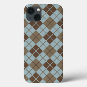 Argyle Pattern in Blue and Taupe iPhone 13 Hoesje