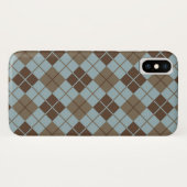 Argyle Pattern in Blue and Taupe Case-Mate iPhone Case (Achterkant (horizontaal))