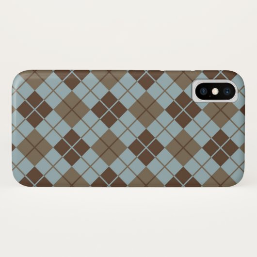 Argyle Pattern in Blue and Taupe Case-Mate iPhone Case (Achterkant (horizontaal))