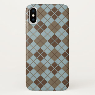 Argyle Pattern in Blue and Taupe iPhone X Hoesje