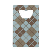 Argyle Pattern in Blue and Taupe Creditkaart Flessenopener (Achterkant)