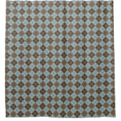 Argyle Pattern in Blue and Taupe Douchegordijn (Voorkant)