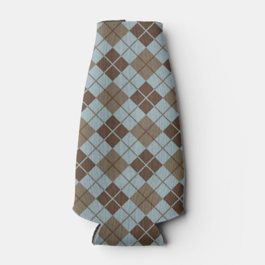 Argyle Pattern in Blue and Taupe Flesjeskoeler (Voorkant)
