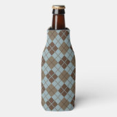 Argyle Pattern in Blue and Taupe Flesjeskoeler (Fles Voorkant)