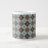 Argyle Pattern in Blue and Taupe Grote Koffiekop (Voorkant)