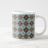 Argyle Pattern in Blue and Taupe Grote Koffiekop (Rechts)