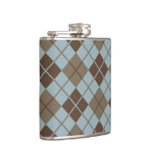 Argyle Pattern in Blue and Taupe Heupfles (Rechts)