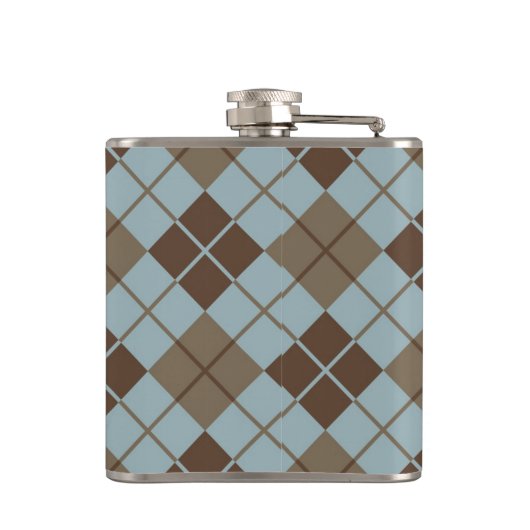 Argyle Pattern in Blue and Taupe Heupfles (Achterkant)