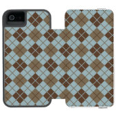 Argyle Pattern in Blue and Taupe Incipio iPhone Portemonnee Hoesje (Agenda Open)