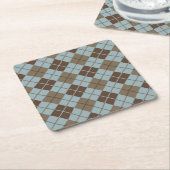 Argyle Pattern in Blue and Taupe Kartonnen Onderzetters (Schuin)