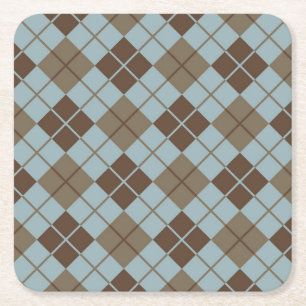 Argyle Pattern in Blue and Taupe Kartonnen Onderzetters