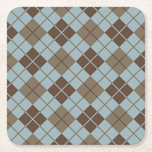 Argyle Pattern in Blue and Taupe Kartonnen Onderzetters (Voorkant)